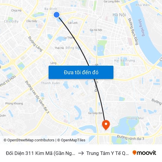 Đối Diện 311 Kim Mã (Gần Ngã 4 Kim Mã - Vạn Bảo) to Trung Tâm Y Tế Quận Hoàng Mai map