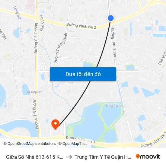 Giữa Số Nhà 613-615 Kim Ngưu to Trung Tâm Y Tế Quận Hoàng Mai map