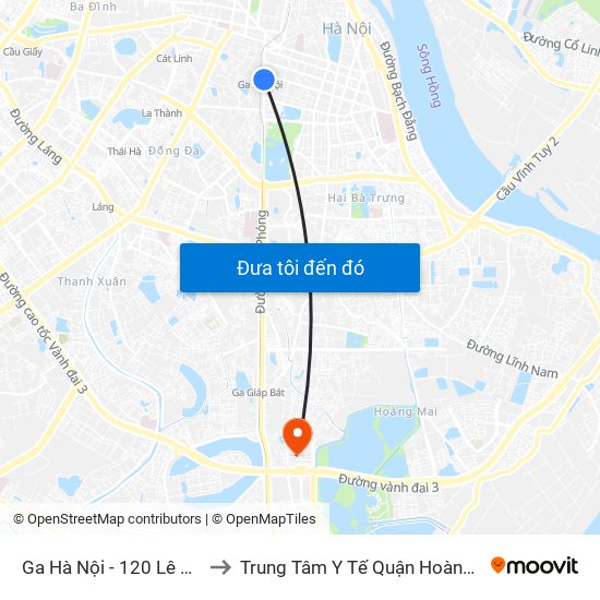 Ga Hà Nội - 120 Lê Duẩn to Trung Tâm Y Tế Quận Hoàng Mai map