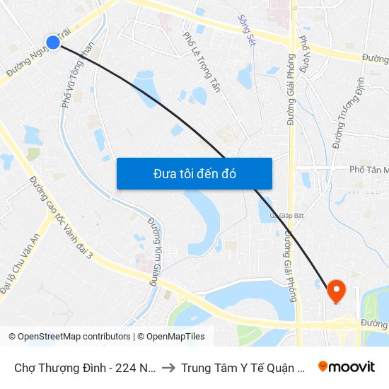 Chợ Thượng Đình - 224 Nguyễn Trãi to Trung Tâm Y Tế Quận Hoàng Mai map