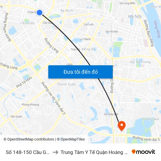 Số 148-150 Cầu Giấy to Trung Tâm Y Tế Quận Hoàng Mai map