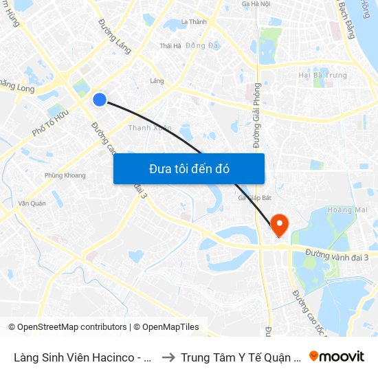 Làng Sinh Viên Hacinco - Nguyễn Tuân to Trung Tâm Y Tế Quận Hoàng Mai map