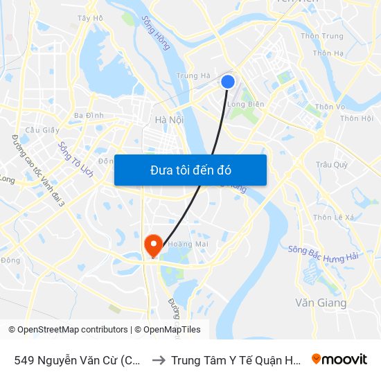 549 Nguyễn Văn Cừ (Cột Trước) to Trung Tâm Y Tế Quận Hoàng Mai map