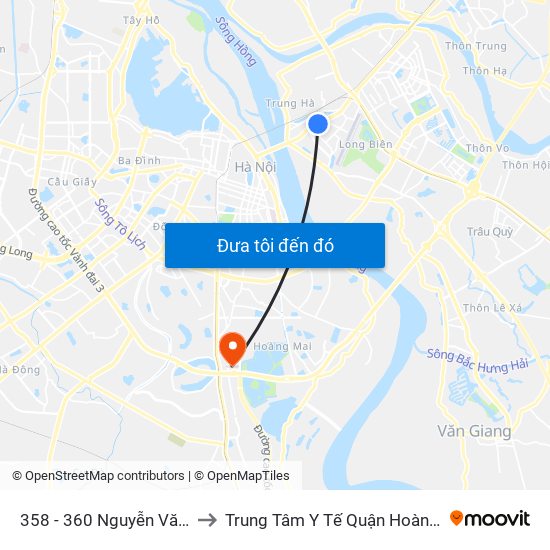 358 - 360 Nguyễn Văn Cừ to Trung Tâm Y Tế Quận Hoàng Mai map