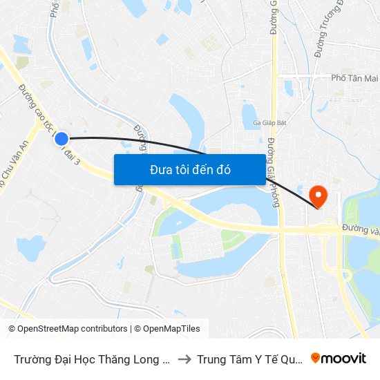 Trường Đại Học Thăng Long - Nghiêm Xuân Yêm to Trung Tâm Y Tế Quận Hoàng Mai map