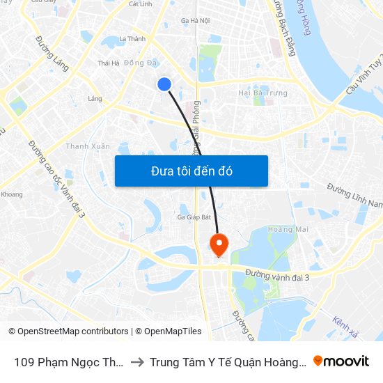 109 Phạm Ngọc Thạch to Trung Tâm Y Tế Quận Hoàng Mai map