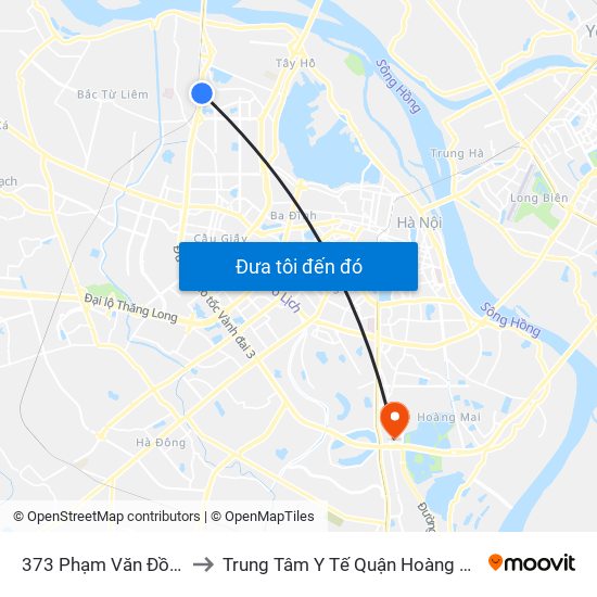 373 Phạm Văn Đồng to Trung Tâm Y Tế Quận Hoàng Mai map