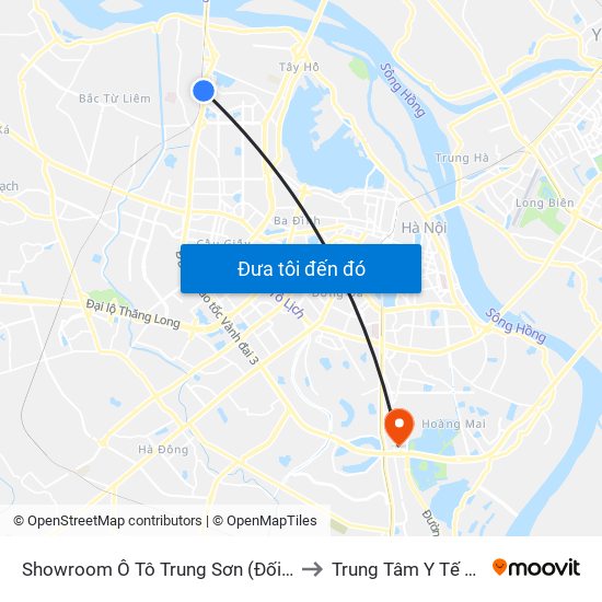 Showroom Ô Tô Trung Sơn (Đối Diện 315 Phạm Văn Đồng) to Trung Tâm Y Tế Quận Hoàng Mai map