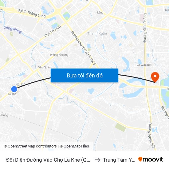 Đối Diện Đường Vào Chợ La Khê (Qua Ga Metro La Khê) - 405 Quang Trung (Hà Đông) to Trung Tâm Y Tế Quận Hoàng Mai map