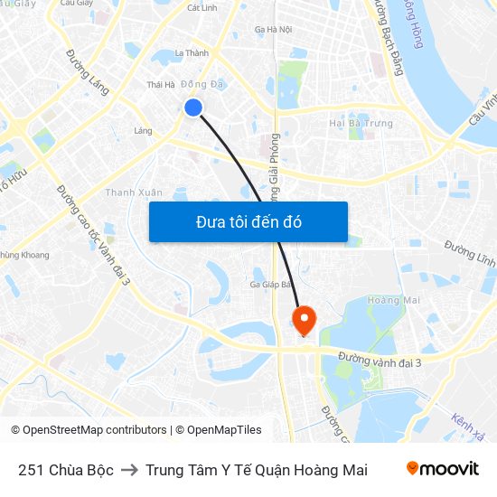 251 Chùa Bộc to Trung Tâm Y Tế Quận Hoàng Mai map