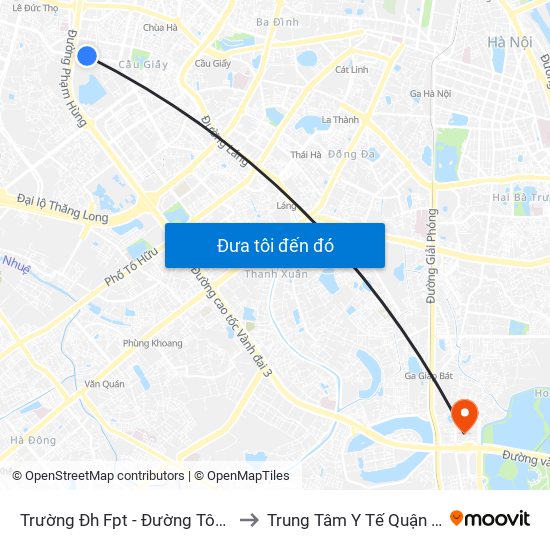 Trường Đh Fpt - Đường Tôn Thất Thuyết to Trung Tâm Y Tế Quận Hoàng Mai map