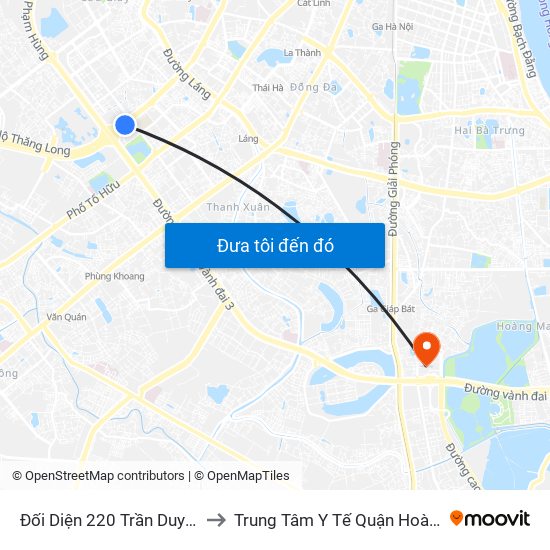 Đối Diện 220 Trần Duy Hưng to Trung Tâm Y Tế Quận Hoàng Mai map