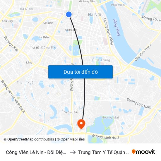 Công Viên Lê Nin - Đối Diện 35 Trần Phú to Trung Tâm Y Tế Quận Hoàng Mai map