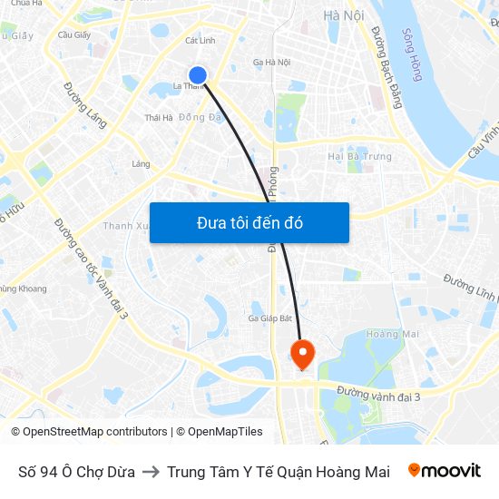 Số 94 Ô Chợ Dừa to Trung Tâm Y Tế Quận Hoàng Mai map