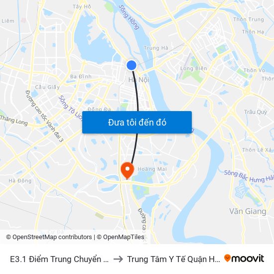 E3.1 Điểm Trung Chuyển Long Biên to Trung Tâm Y Tế Quận Hoàng Mai map