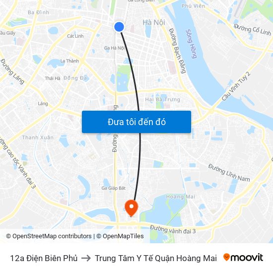 12a Điện Biên Phủ to Trung Tâm Y Tế Quận Hoàng Mai map