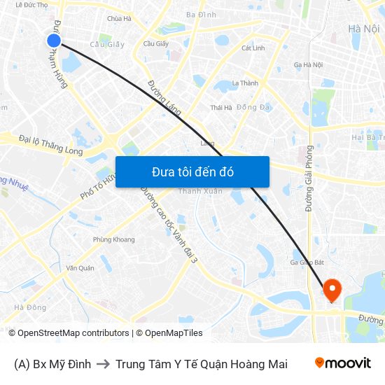 (A) Bx Mỹ Đình to Trung Tâm Y Tế Quận Hoàng Mai map