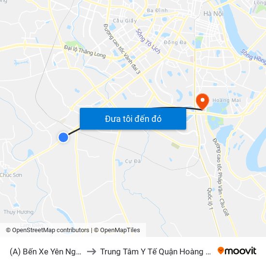 (A) Bến Xe Yên Nghĩa to Trung Tâm Y Tế Quận Hoàng Mai map