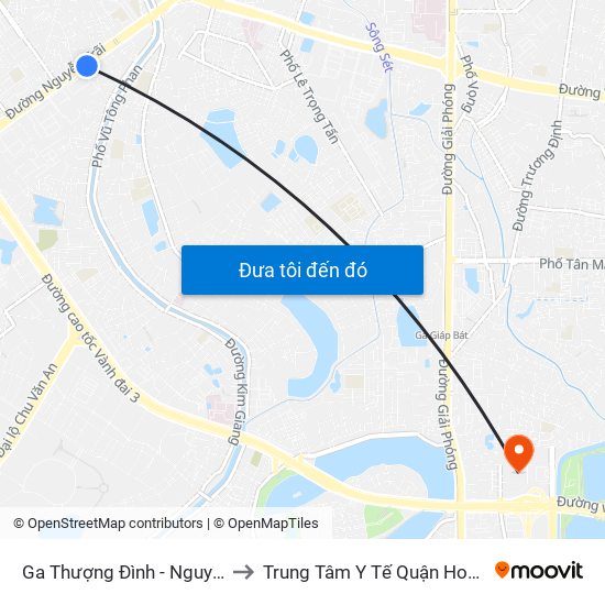 Ga Thượng Đình - Nguyễn Trãi to Trung Tâm Y Tế Quận Hoàng Mai map