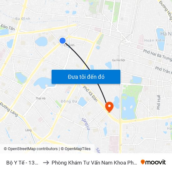 Bộ Y Tế - 138a Giảng Võ to Phòng Khám Tư Vấn Nam Khoa Phụ Khoa Hà Nội 152 Xã Đàn map