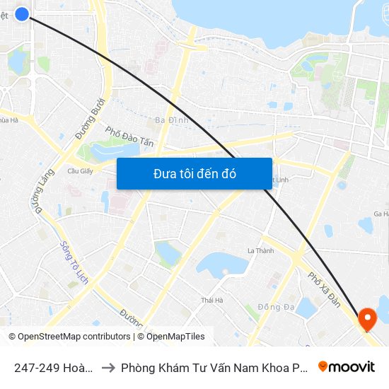 247-249 Hoàng Quốc Việt to Phòng Khám Tư Vấn Nam Khoa Phụ Khoa Hà Nội 152 Xã Đàn map