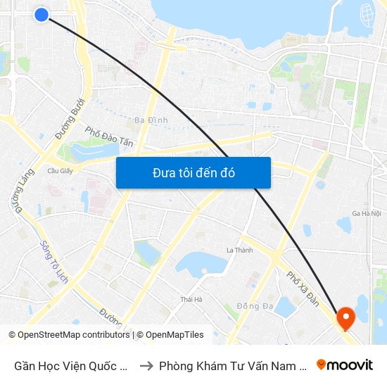 Gần Học Viện Quốc Phòng - 91 Hoàng Quốc Việt to Phòng Khám Tư Vấn Nam Khoa Phụ Khoa Hà Nội 152 Xã Đàn map