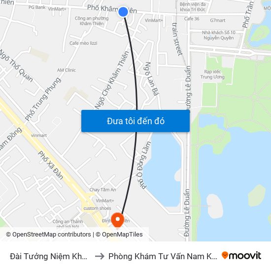 Đài Tưởng Niệm Khâm Thiên - 45 Khâm Thiên to Phòng Khám Tư Vấn Nam Khoa Phụ Khoa Hà Nội 152 Xã Đàn map