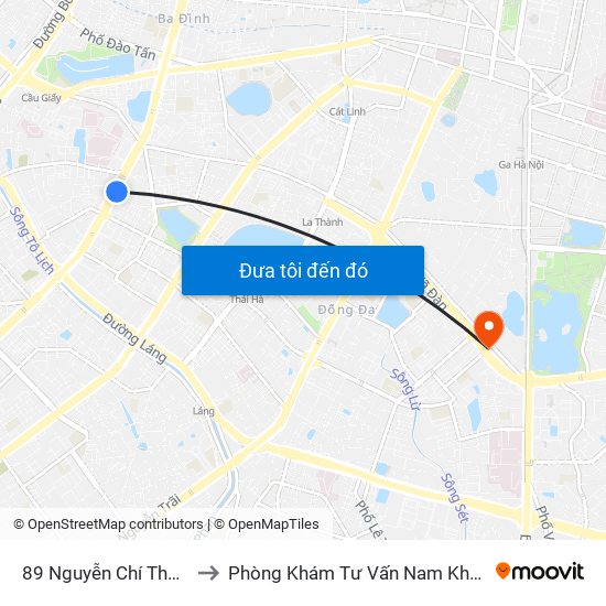 89 Nguyễn Chí Thanh - Ktx Đại Học Luật to Phòng Khám Tư Vấn Nam Khoa Phụ Khoa Hà Nội 152 Xã Đàn map