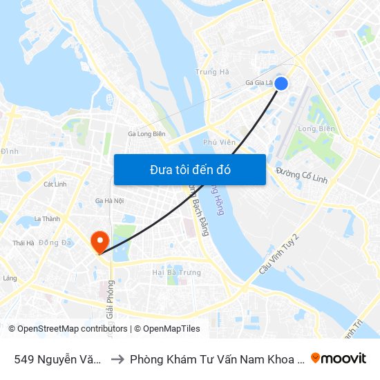 549 Nguyễn Văn Cừ (Cột Trước) to Phòng Khám Tư Vấn Nam Khoa Phụ Khoa Hà Nội 152 Xã Đàn map