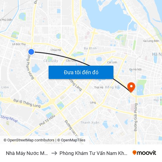 Nhà Máy Nước Mai Dịch - Phạm Hùng to Phòng Khám Tư Vấn Nam Khoa Phụ Khoa Hà Nội 152 Xã Đàn map