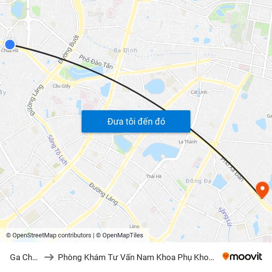 Ga Chùa Hà to Phòng Khám Tư Vấn Nam Khoa Phụ Khoa Hà Nội 152 Xã Đàn map