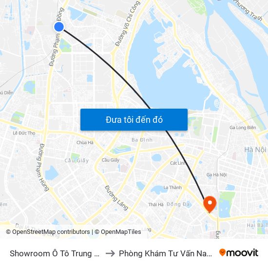 Showroom Ô Tô Trung Sơn (Đối Diện 315 Phạm Văn Đồng) to Phòng Khám Tư Vấn Nam Khoa Phụ Khoa Hà Nội 152 Xã Đàn map