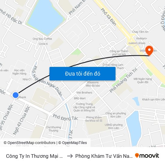 Công Ty In Thương Mại & Dịch Vụ Ngân Hàng - Số 10 Chùa Bộc to Phòng Khám Tư Vấn Nam Khoa Phụ Khoa Hà Nội 152 Xã Đàn map