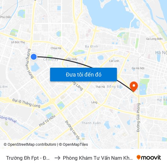 Trường Đh Fpt - Đường Tôn Thất Thuyết to Phòng Khám Tư Vấn Nam Khoa Phụ Khoa Hà Nội 152 Xã Đàn map