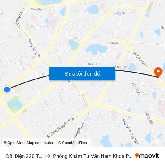 Đối Diện 220 Trần Duy Hưng to Phòng Khám Tư Vấn Nam Khoa Phụ Khoa Hà Nội 152 Xã Đàn map