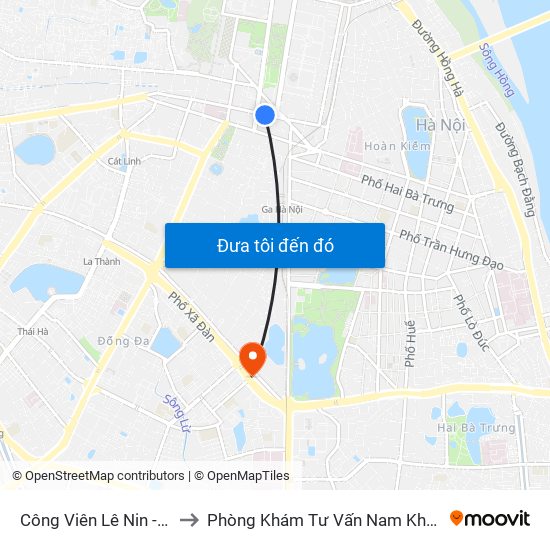 Công Viên Lê Nin - Đối Diện 35 Trần Phú to Phòng Khám Tư Vấn Nam Khoa Phụ Khoa Hà Nội 152 Xã Đàn map