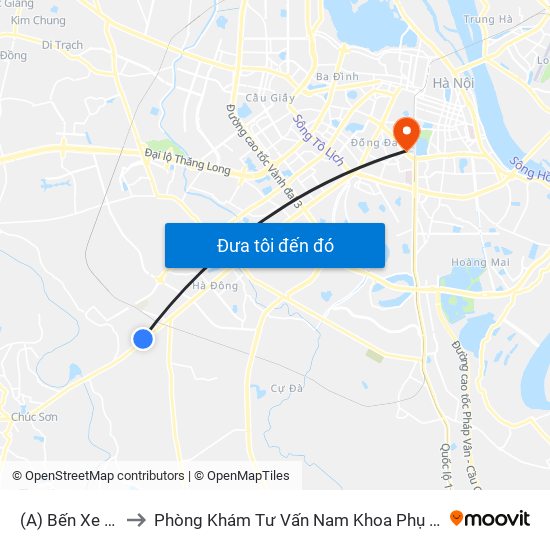 (A) Bến Xe Yên Nghĩa to Phòng Khám Tư Vấn Nam Khoa Phụ Khoa Hà Nội 152 Xã Đàn map