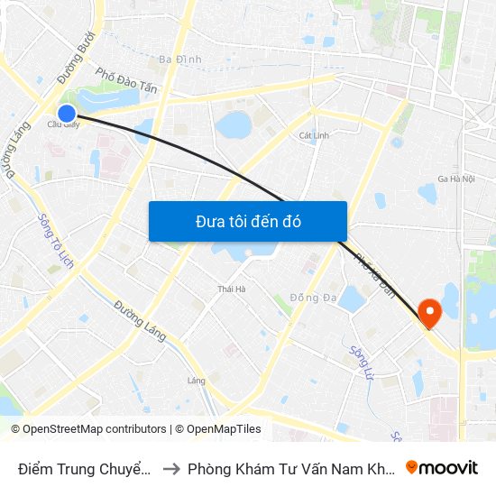 Điểm Trung Chuyển Cầu Giấy - Thủ Lệ 02 to Phòng Khám Tư Vấn Nam Khoa Phụ Khoa Hà Nội 152 Xã Đàn map