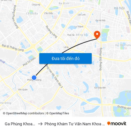 Ga Phùng Khoang - 81 Trần Phú to Phòng Khám Tư Vấn Nam Khoa Phụ Khoa Hà Nội 152 Xã Đàn map