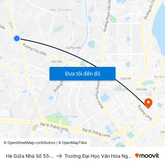 Hè Giữa Nhà Số 55-57 Phố Nhổn to Trường Đại Học Văn Hóa Nghệ Thuật Quân Đội map