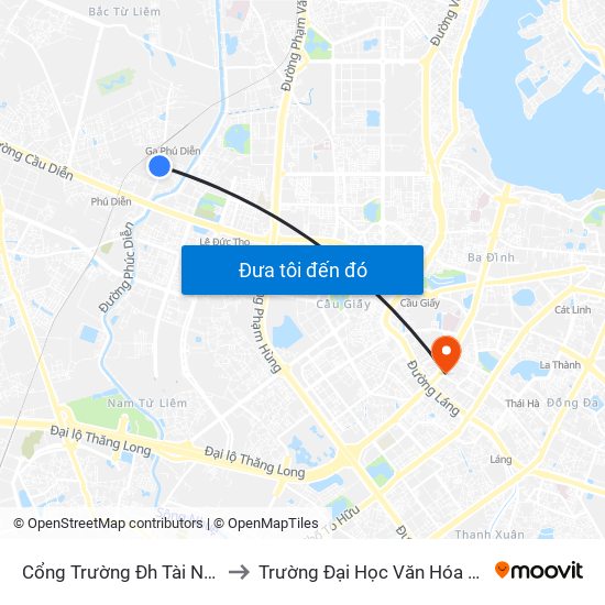 Cổng Trường Đh Tài Nguyên Môi Trường to Trường Đại Học Văn Hóa Nghệ Thuật Quân Đội map