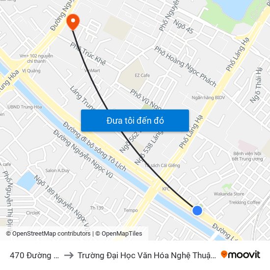 470 Đường Láng to Trường Đại Học Văn Hóa Nghệ Thuật Quân Đội map