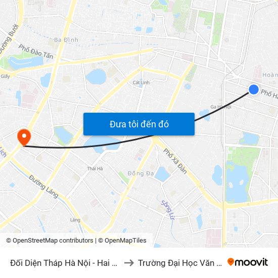 Đối Diện Tháp Hà Nội - Hai Bà Trưng (Cạnh 56 Hai Bà Trưng) to Trường Đại Học Văn Hóa Nghệ Thuật Quân Đội map