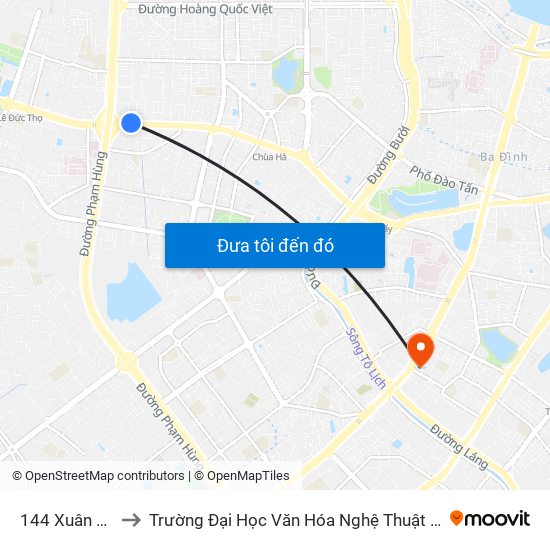 Gần Nhà Sách Sư Phạm (Đại Học Sư Phạm Hà Nội) - 136 Xuân Thủy to Trường Đại Học Văn Hóa Nghệ Thuật Quân Đội map