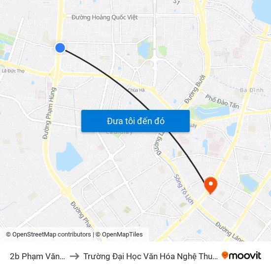 2b Phạm Văn Đồng to Trường Đại Học Văn Hóa Nghệ Thuật Quân Đội map