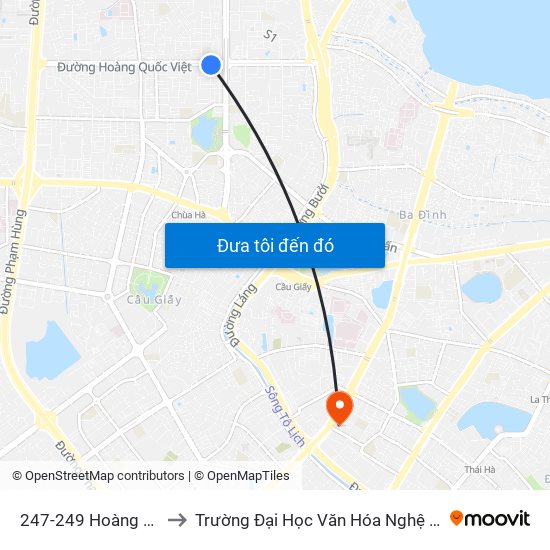 247-249 Hoàng Quốc Việt to Trường Đại Học Văn Hóa Nghệ Thuật Quân Đội map