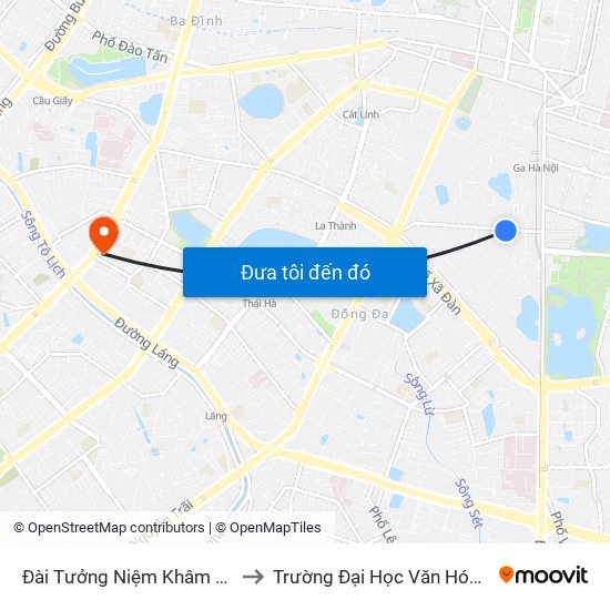 Đài Tưởng Niệm Khâm Thiên - 45 Khâm Thiên to Trường Đại Học Văn Hóa Nghệ Thuật Quân Đội map