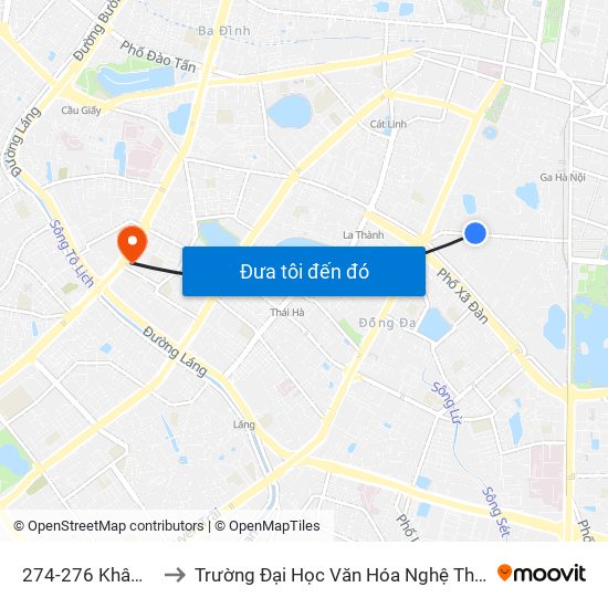 274-276 Khâm Thiên to Trường Đại Học Văn Hóa Nghệ Thuật Quân Đội map