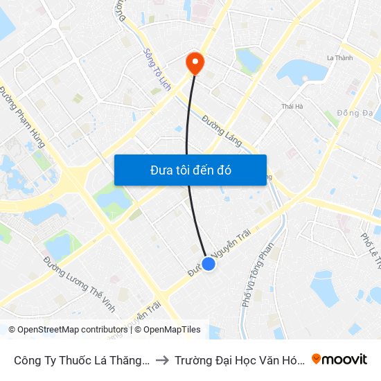 Công Ty Thuốc Lá Thăng Long - 235 Nguyễn Trãi to Trường Đại Học Văn Hóa Nghệ Thuật Quân Đội map