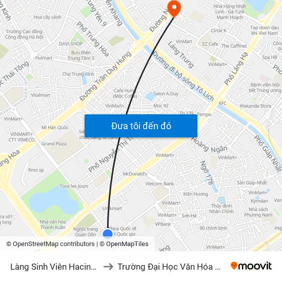 Làng Sinh Viên Hacinco - Nguyễn Tuân to Trường Đại Học Văn Hóa Nghệ Thuật Quân Đội map